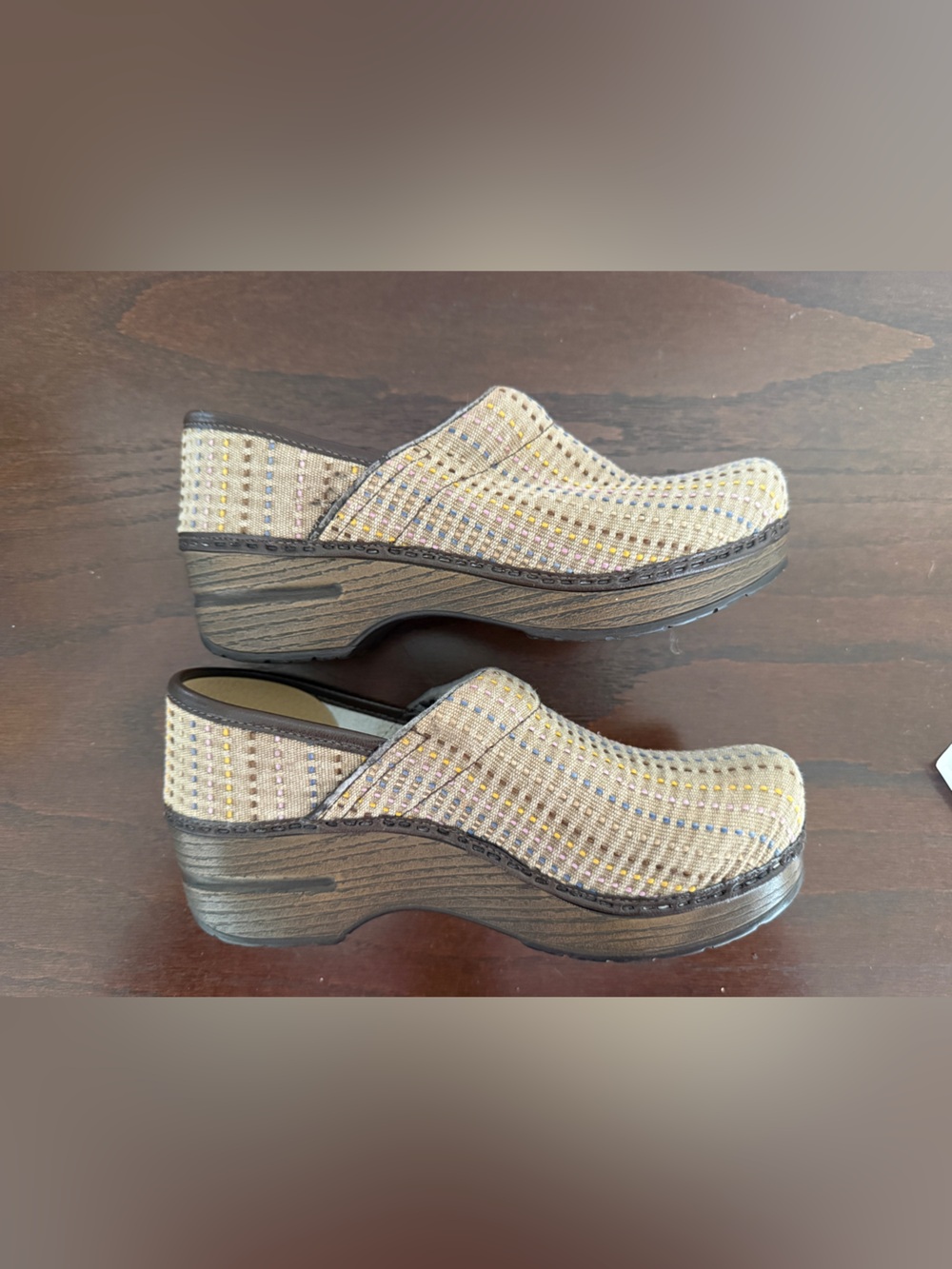 Dansko Clogs in Beige Tweed